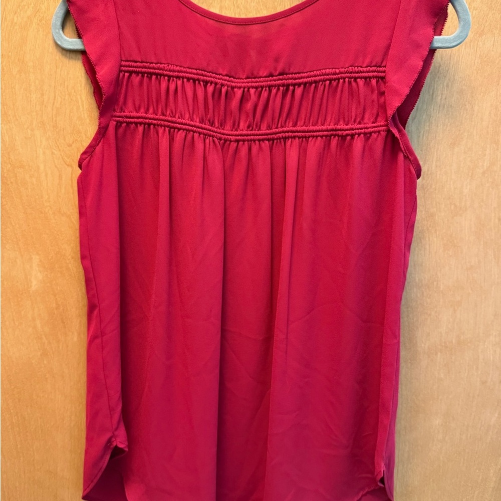 LOFT Red Cap Sleeve Blouse